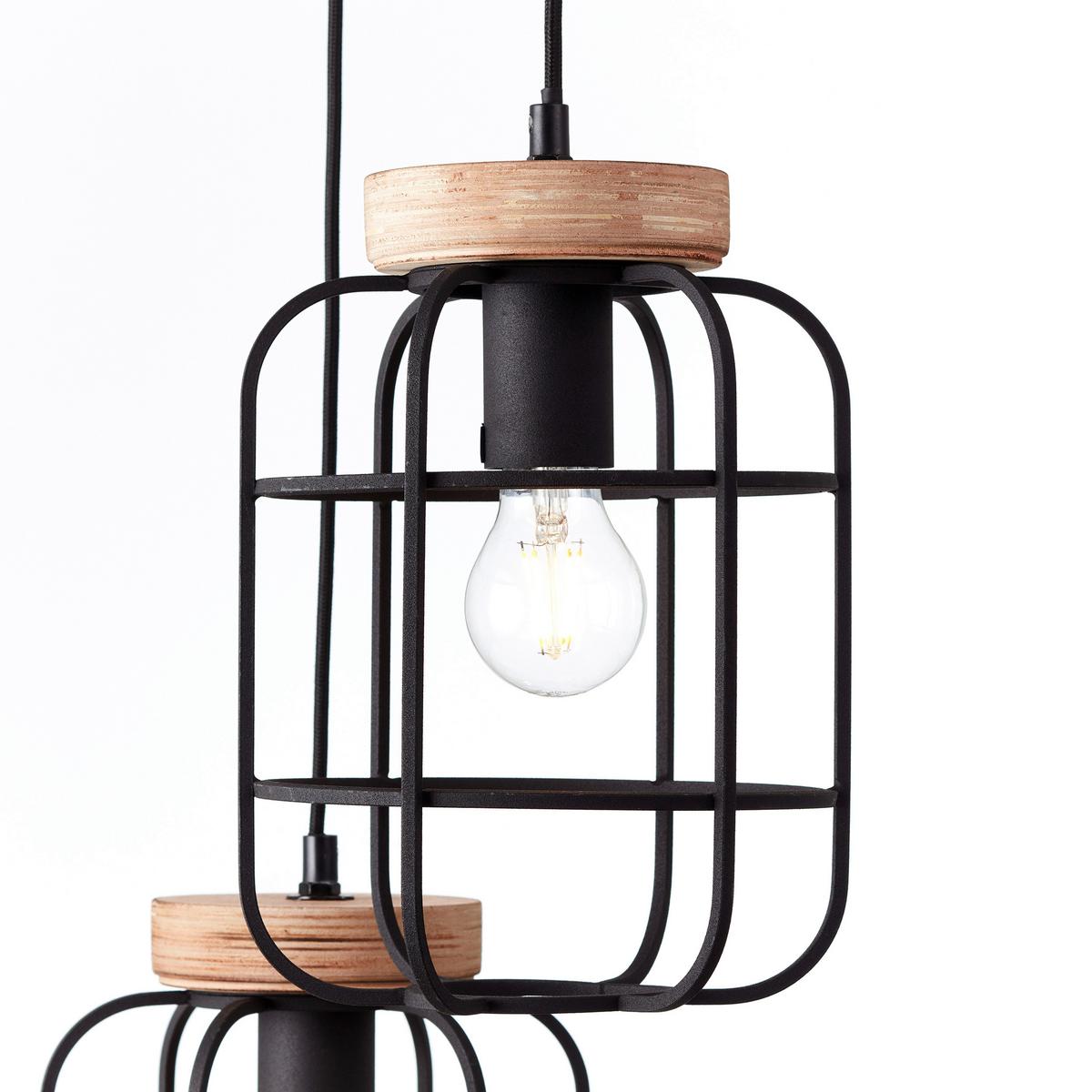 Hängeleuchte Gwen Braun/Schwarz max. 40 Watt - Schwarz/Braun, Design, Holz/Metall (42/165cm) - Brilliant