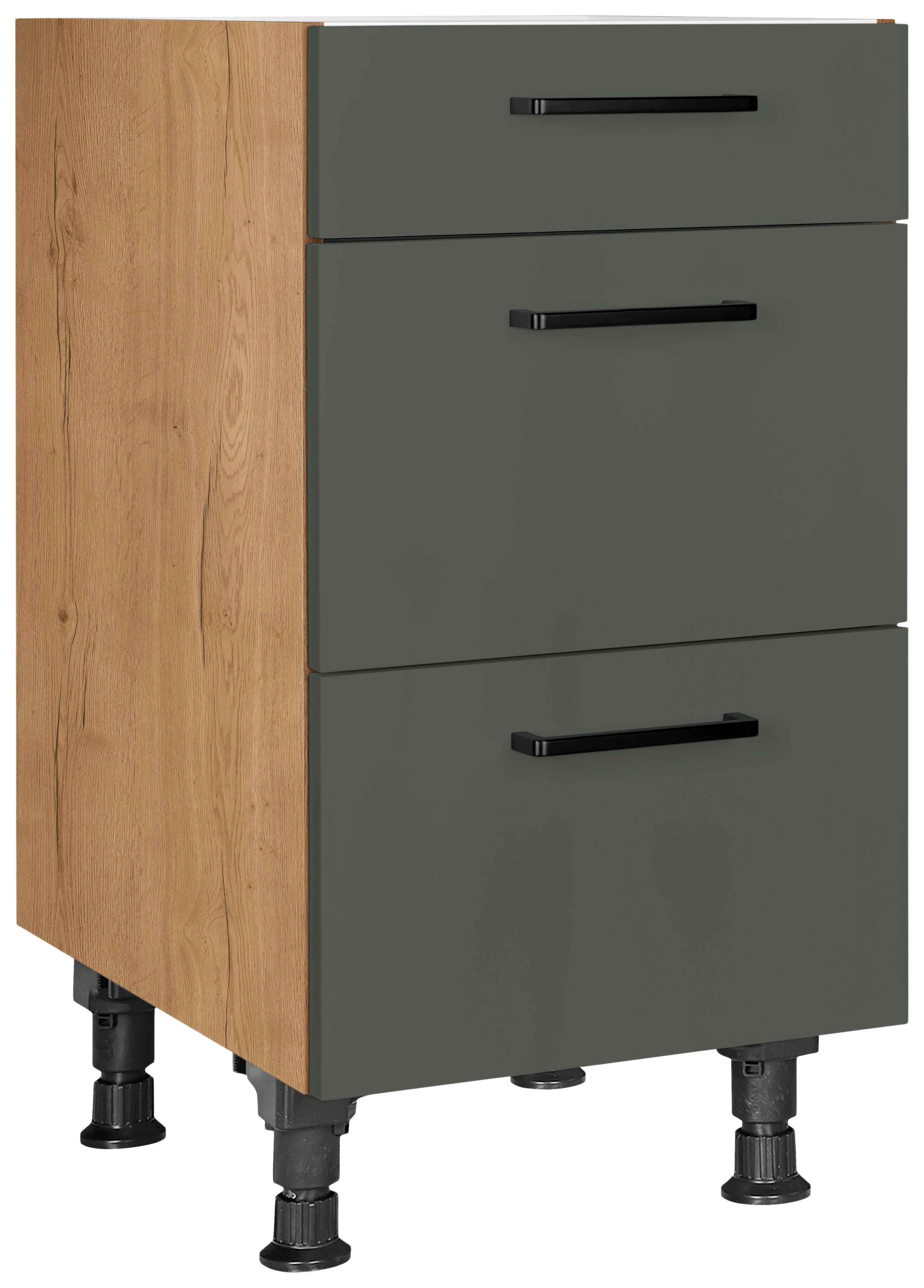 Schubkastenunterschrank Easytouch Grün - Eichefarben/Schwarz, MODERN, Holzwerkstoff/Metall (45/87/56cm) - Nobilia