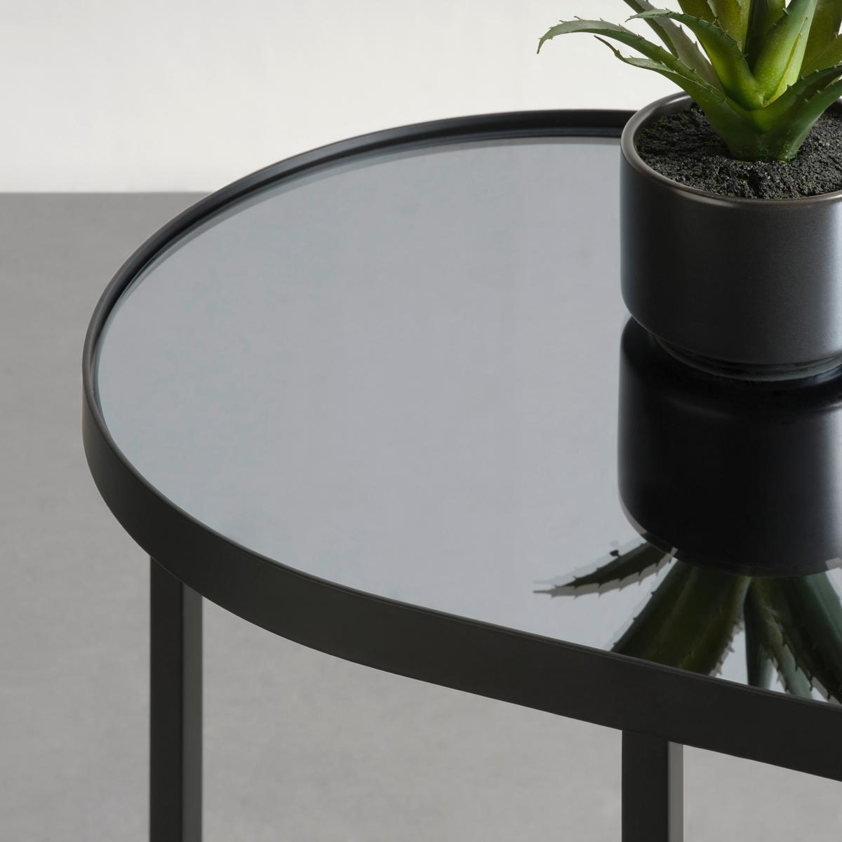 Masă auxiliară NOBILE - negru, Modern, sticlă/metal (55/29/55cm) - Premium Living