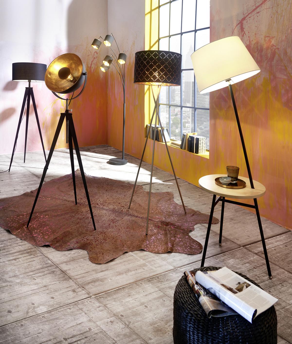 LAMPA ŁUKOWA R46330579 TOMMY - czarny/kolor złoty, Lifestyle, metal/tkanina (71,5/200cm)