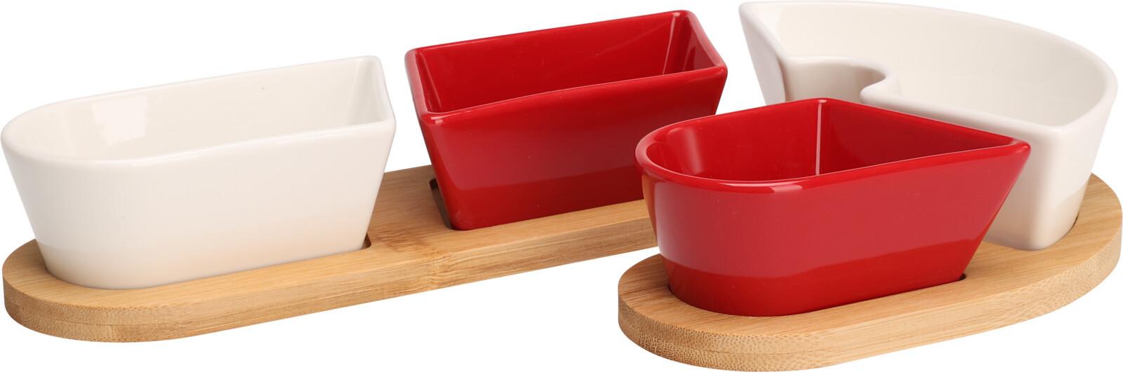 Set Zdjela Za Serviranje Candy - bijela/prirodne boje, Basics, drvo/keramika (17/29/4,5cm)