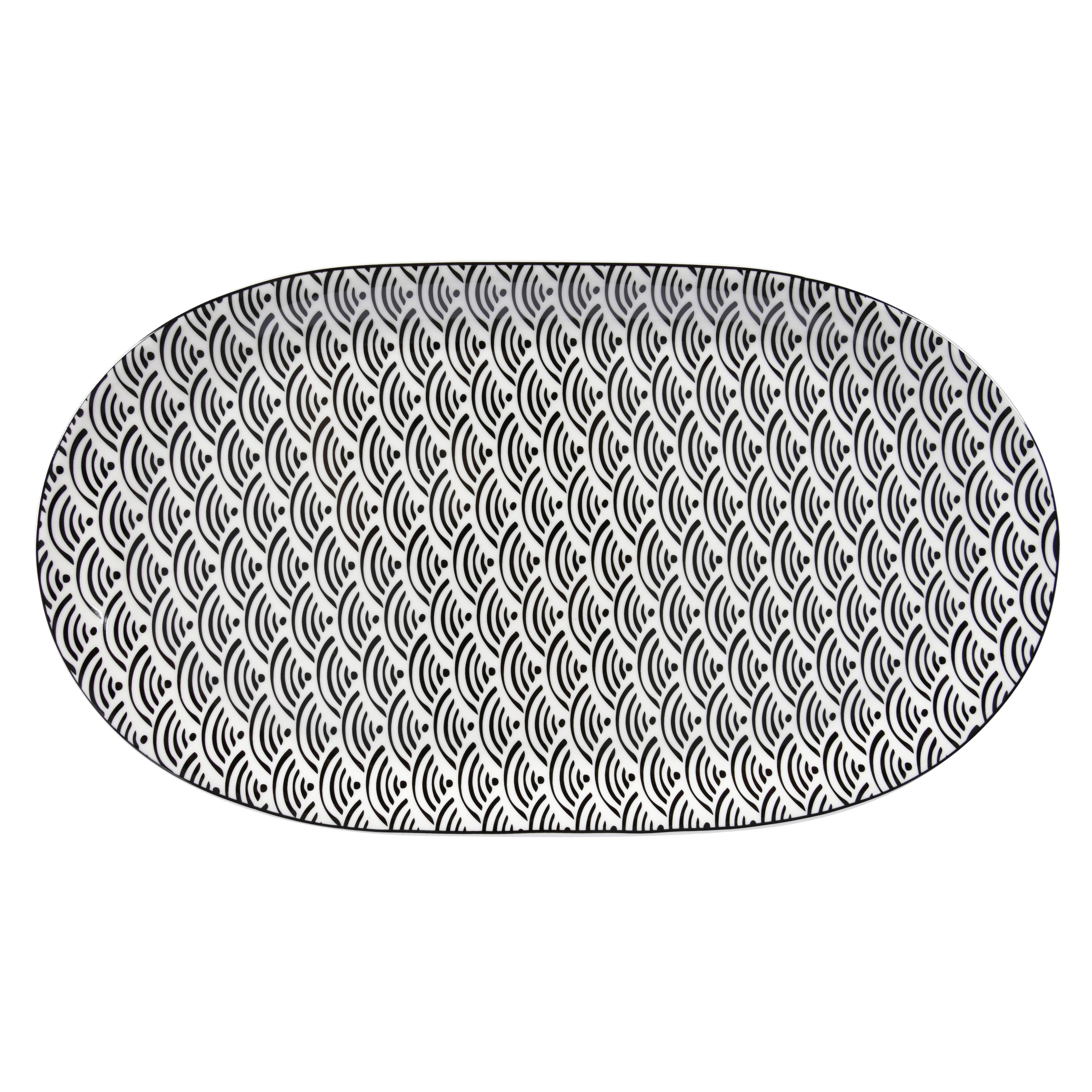 Servierplatte Shiva in Schwarz/Weiß ca. Ø 37,5cm - Schwarz/Weiß, LIFESTYLE, Keramik (37,5cm) - Premium Living