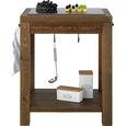 Küchenarbeitstisch aus Echtholz - Naturfarben/Grau, LIFESTYLE, Holz/Stein (70/55/85cm) - PREMIUM LIVING
