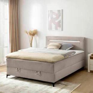 Boxbett Jerry Hellbraun ca. 140x200cm - Hellbraun/Schwarz, KONVENTIONELL, Textil (140/200cm) - Mömax