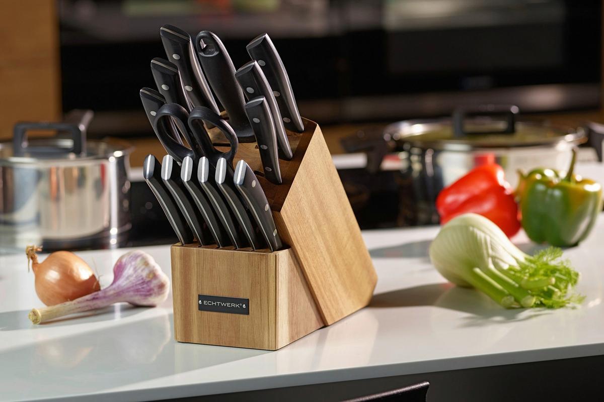 Messerset Echtwerk Schwarz 15-teilig - Silberfarben/Schwarz, Trend, Kunststoff/Metall (24,8/13,2/36cm) - Echtwerk