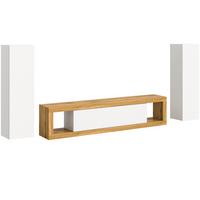 Ansamblu mobilier camera de zi TANGO - alb/stejar Wotan, Design, material pe bază de lemn (270/135/30cm) - Modern Living