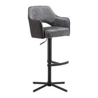 Barhocker Valletta Anthrazit/Schwarz - Anthrazit/Schwarz, KONVENTIONELL, Textil/Metall (57/92-119/52cm) - Premium Living