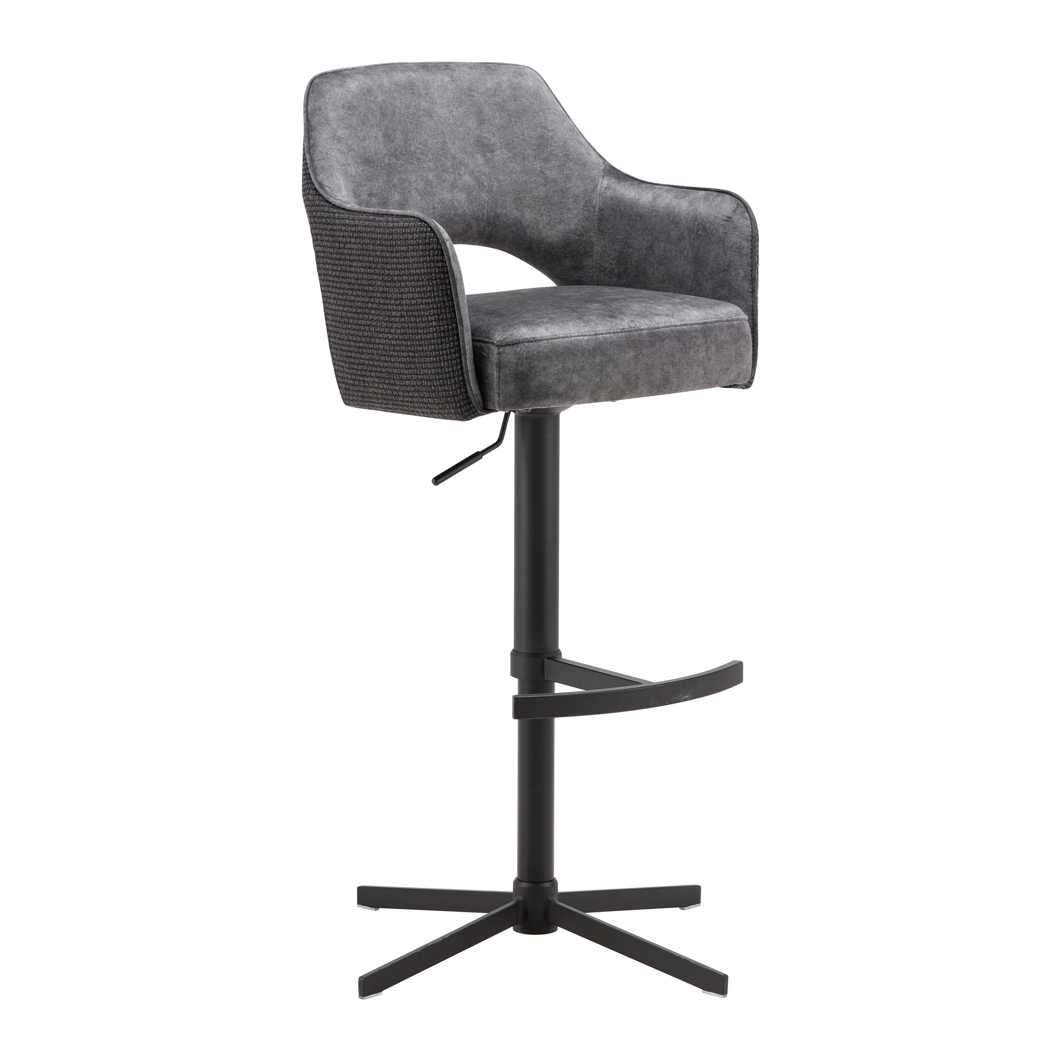 BARPALL VALLETTA - svart/antracit, Klassisk, metall/textil (57/92-119/52cm) - Premium Living