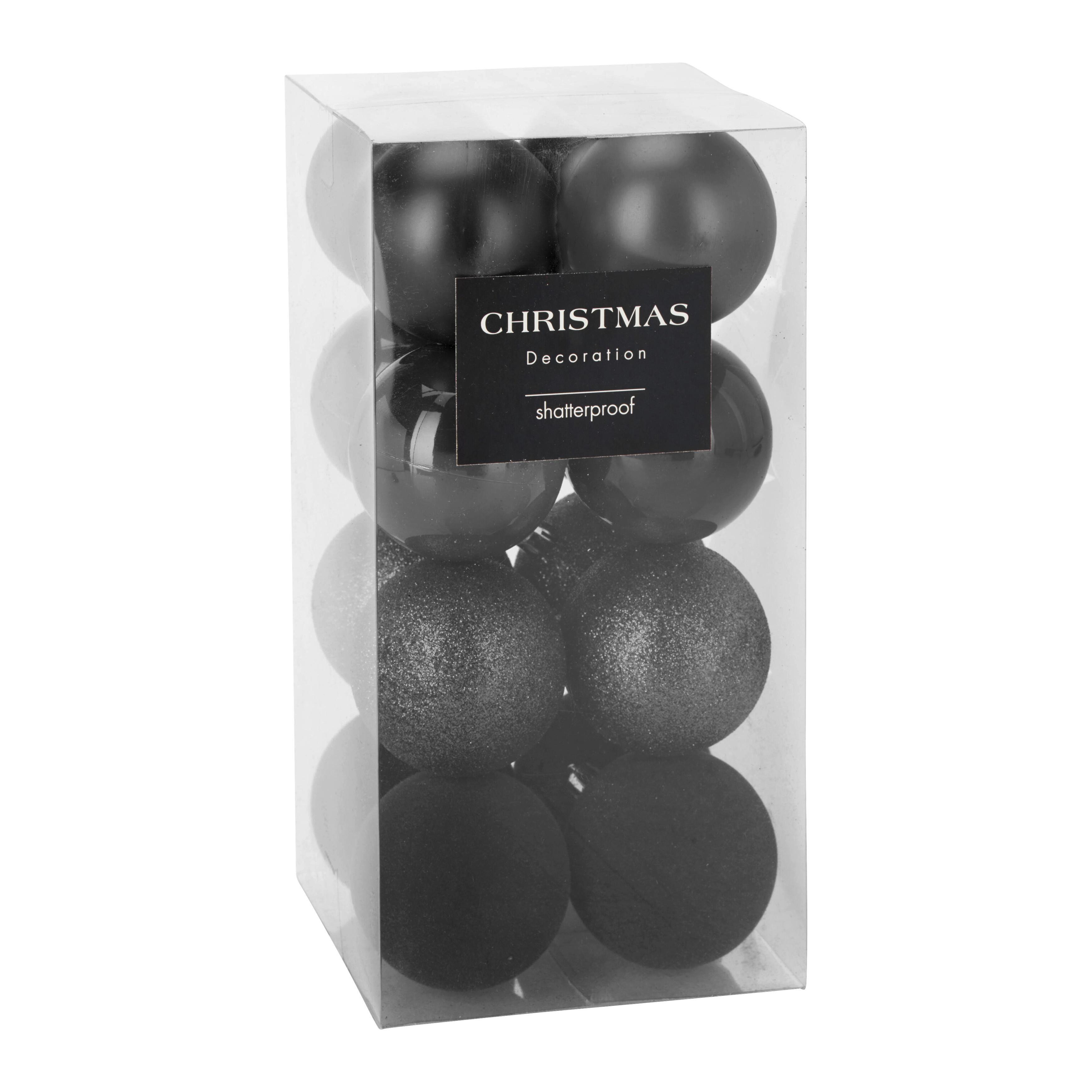 Christbaumkugel-Set Romy Schwarz, 16-teilig - Schwarz, KONVENTIONELL, Kunststoff (6cm) - Mömax