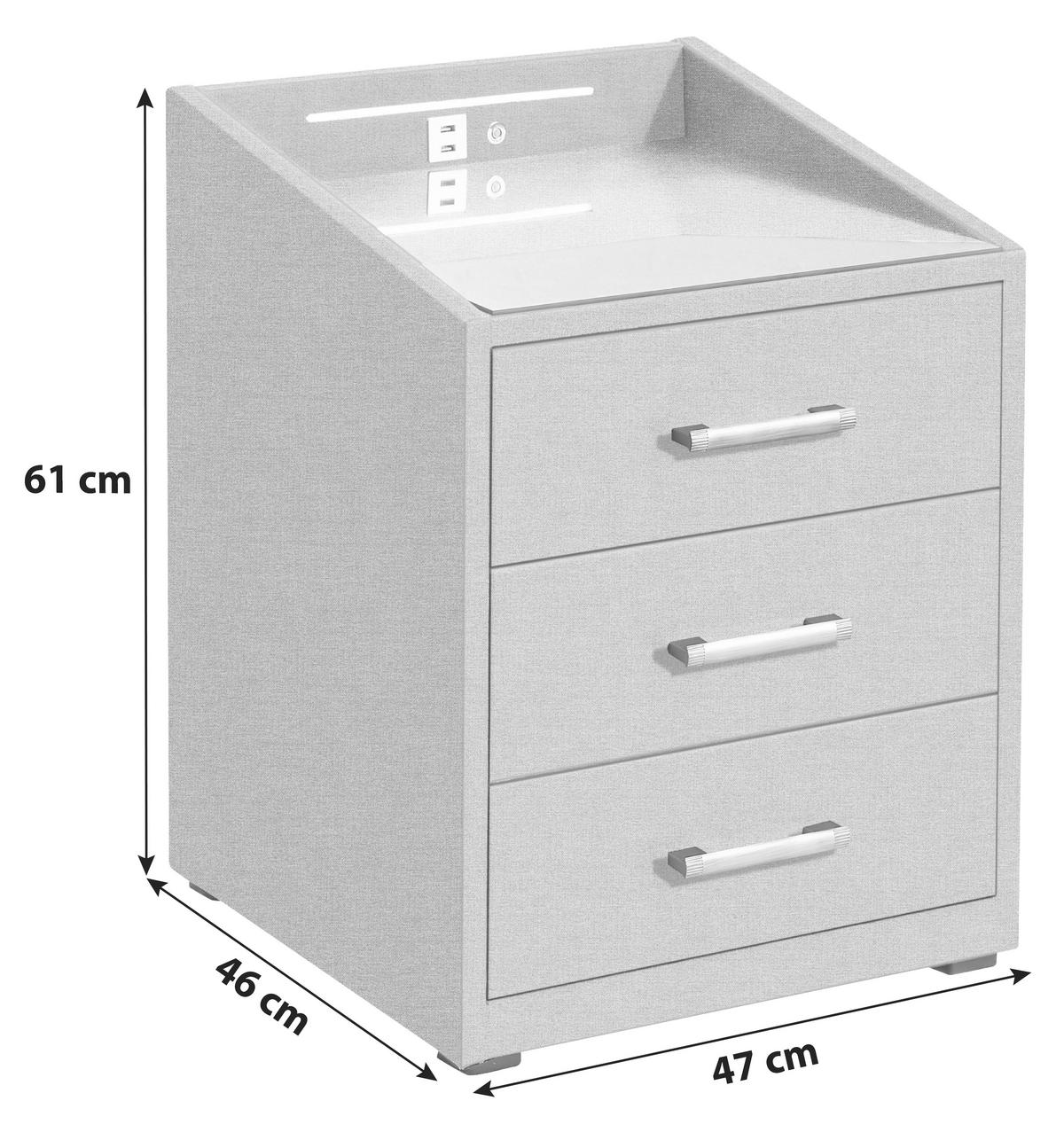 SZAFKA NOCNA MOON - kolor bagienny/kolor srebrny, Modern, materiał drewnopochodny/tworzywo sztuczne (47/61/46cm)