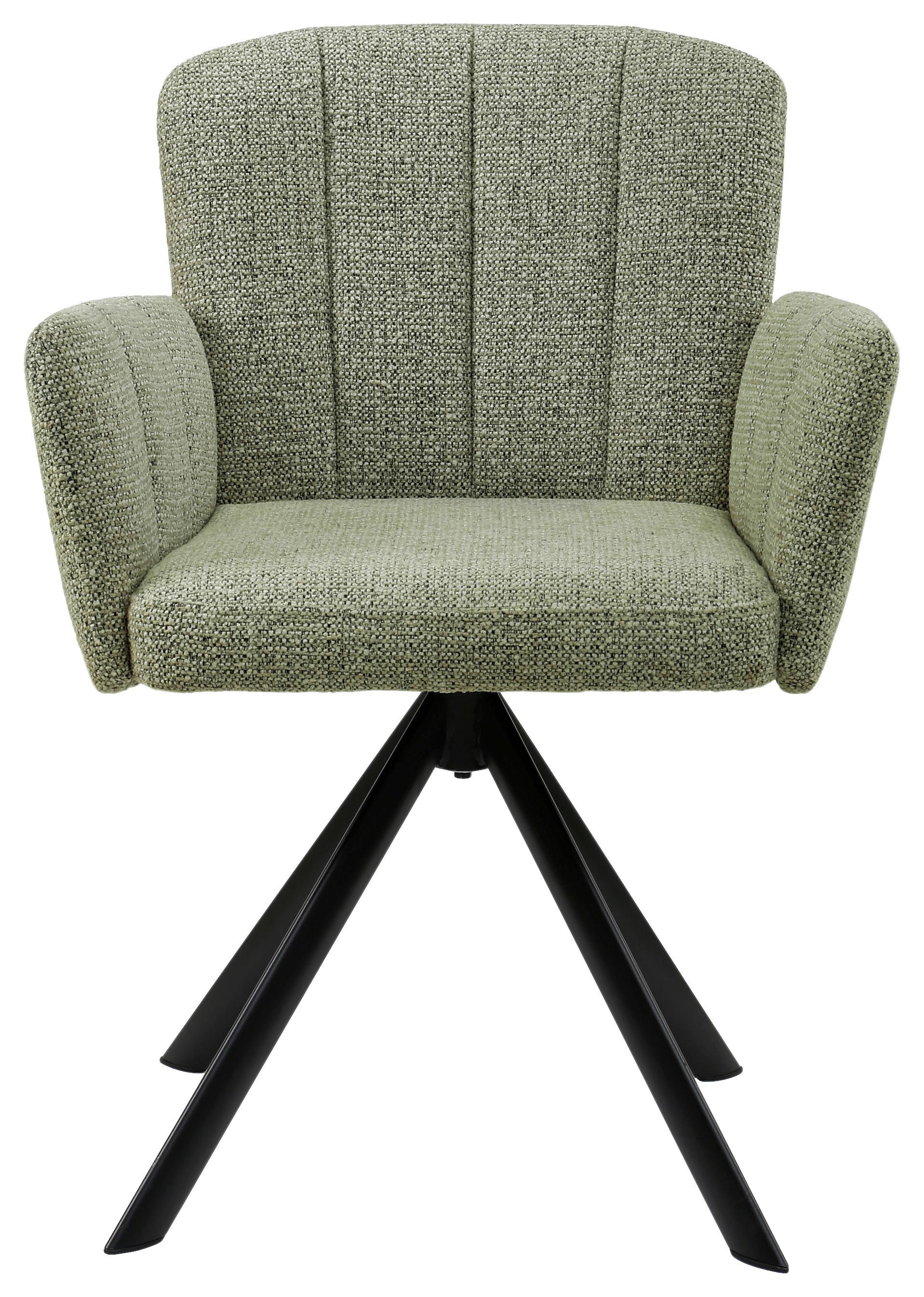 Naslanjač Nora, Zelena - črna/zelena, Moderno, kovina/tekstil (61/87/65cm) - Premium Living