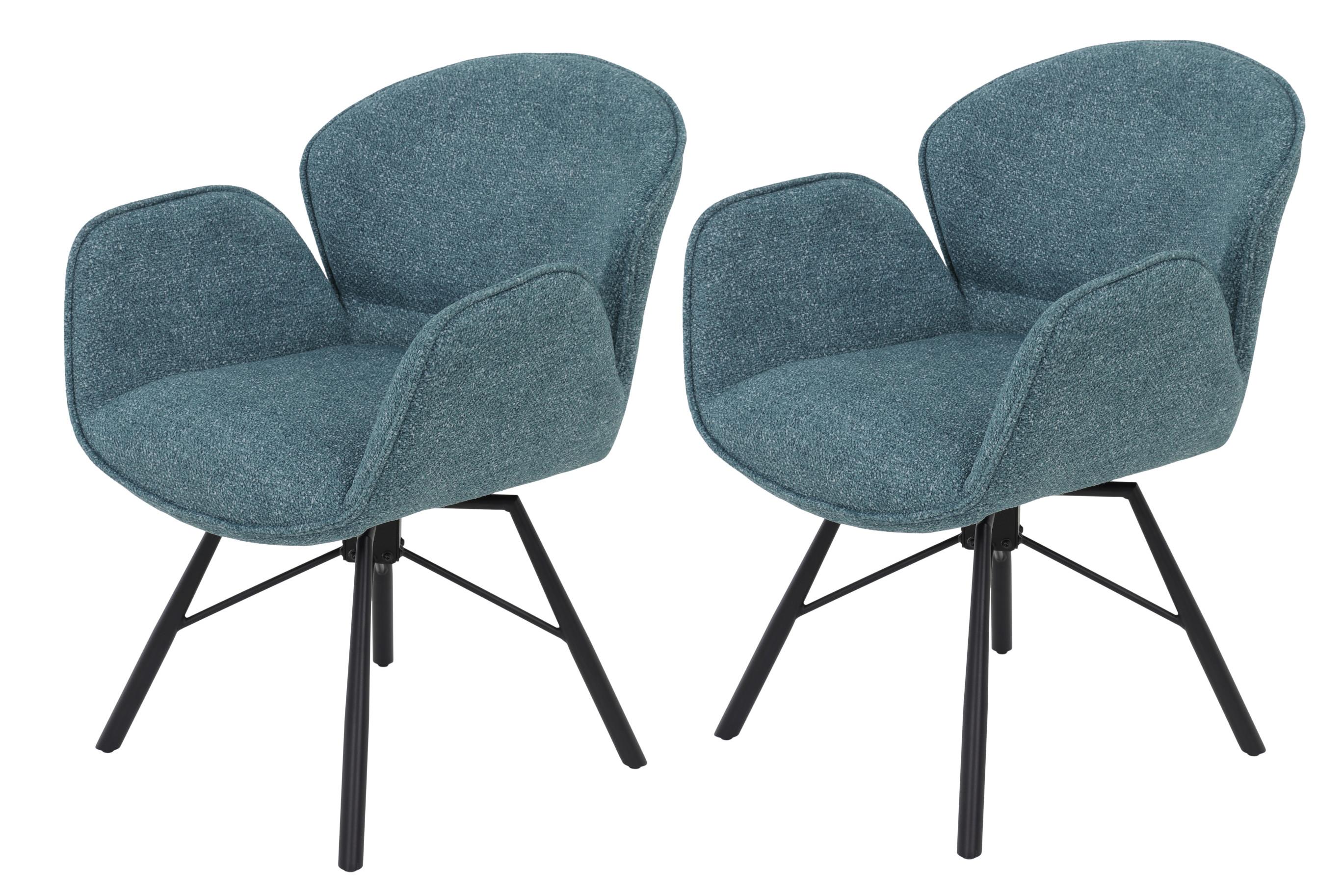 ARMLEHNSTUHL-SET BRISTOL S 2ER-SET - Salbeigrün/Schwarz, MODERN, Textil/Metall (62/83/66cm) - MID.YOU