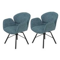 ARMLEHNSTUHL-SET BRISTOL S 2ER-SET - Salbeigrün/Schwarz, MODERN, Textil/Metall (62/83/66cm) - MID.YOU