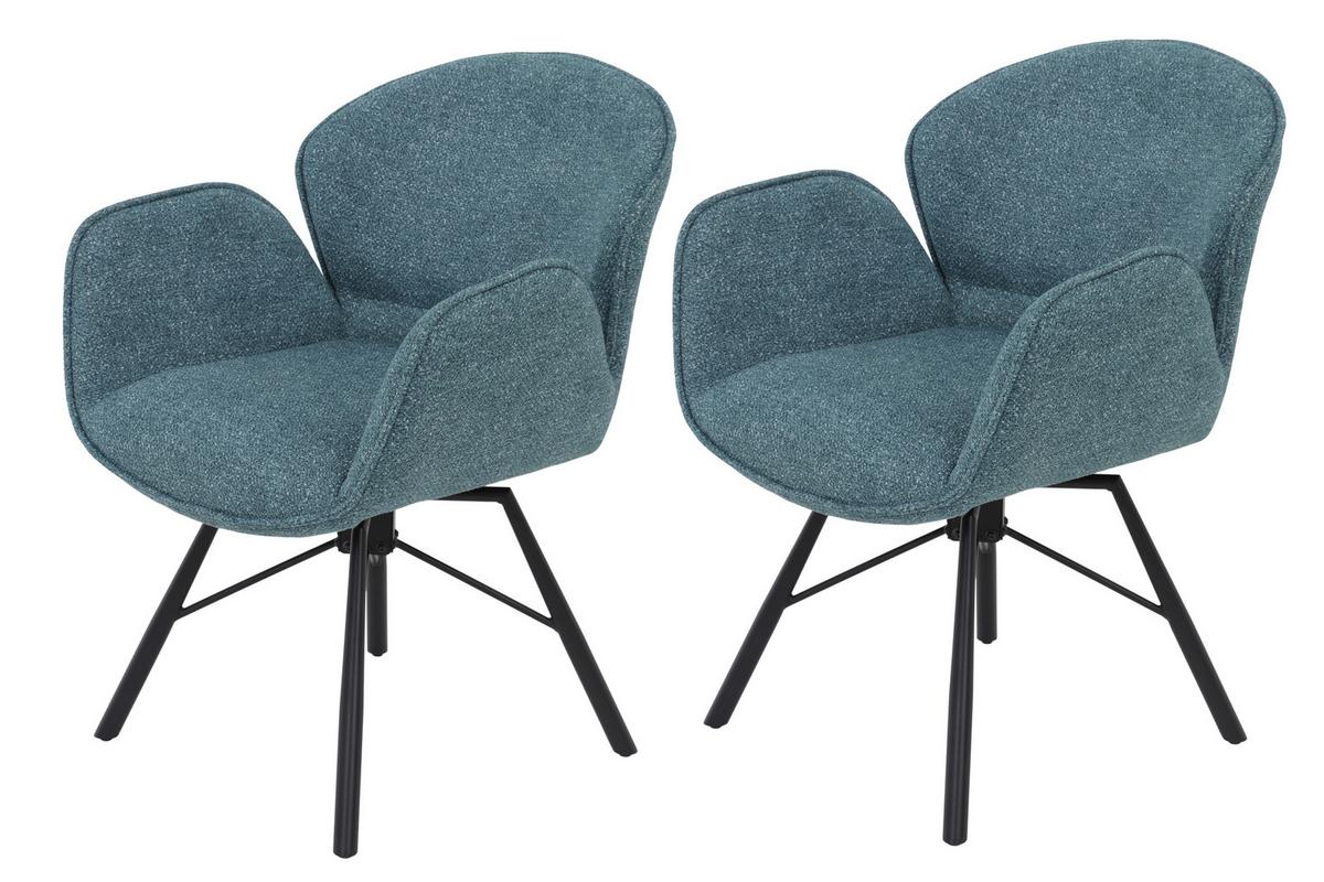 ARMLEHNSTUHL-SET BRISTOL S 2ER-SET - Salbeigrün/Schwarz, MODERN, Textil/Metall (62/83/66cm) - MID.YOU