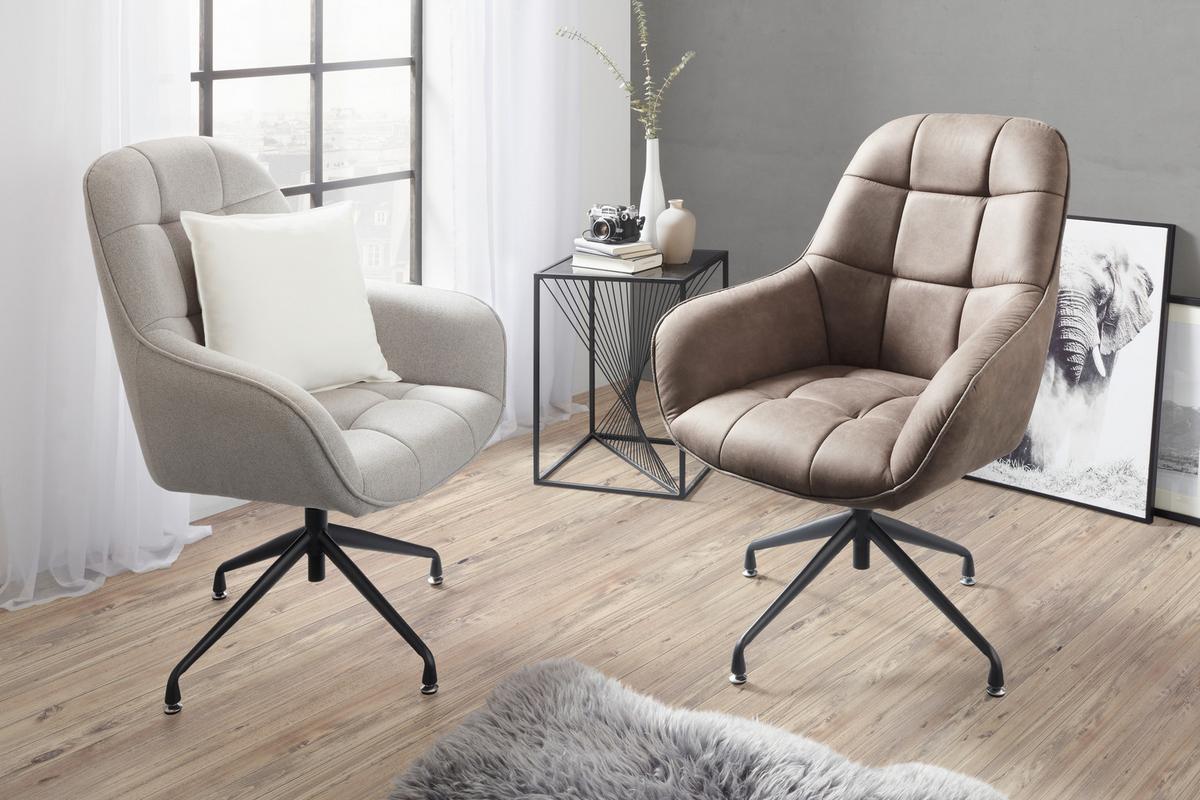 Fotel Elias - fekete/szürke, Modern, textil/fém (73/100/75cm) - Mömax