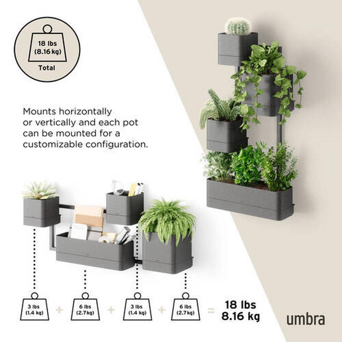 Pflanzentopf Cubiko Schwarz - Schwarz, KONVENTIONELL, Kunststoff/Textil (36/18/72cm) - Umbra