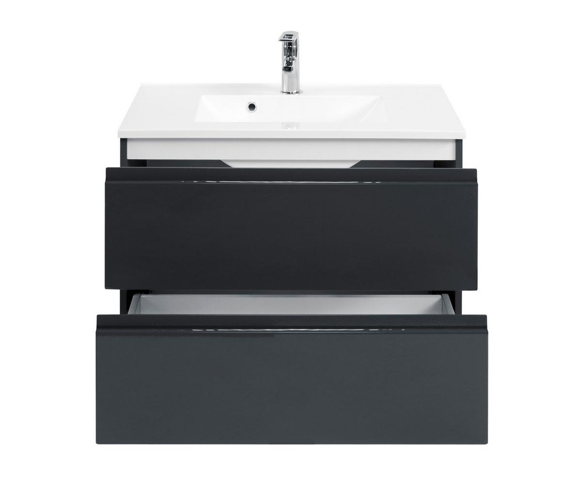 Waschtischkombi Cardiffin ca. 80 cm Grau - Graphitfarben/Weiß, Design, Holzwerkstoff/Stein (80cm) - Held