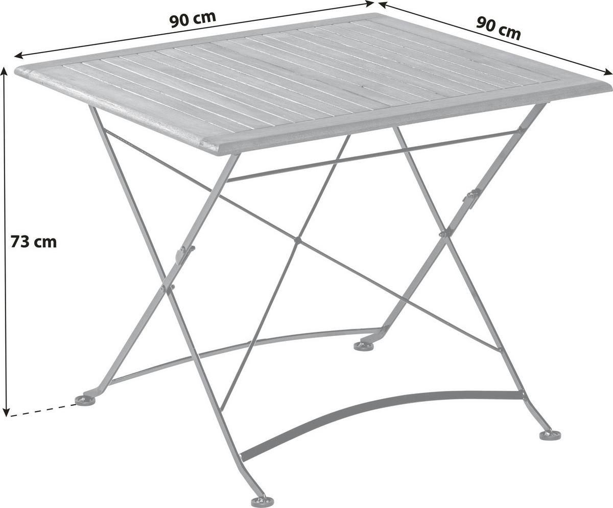 Gartentisch Schlossgarten Naturfarben ca. 90x90x73cm - Graphitfarben/Naturfarben, KONVENTIONELL, Holz/Metall (90/90/73cm) - Gardenson