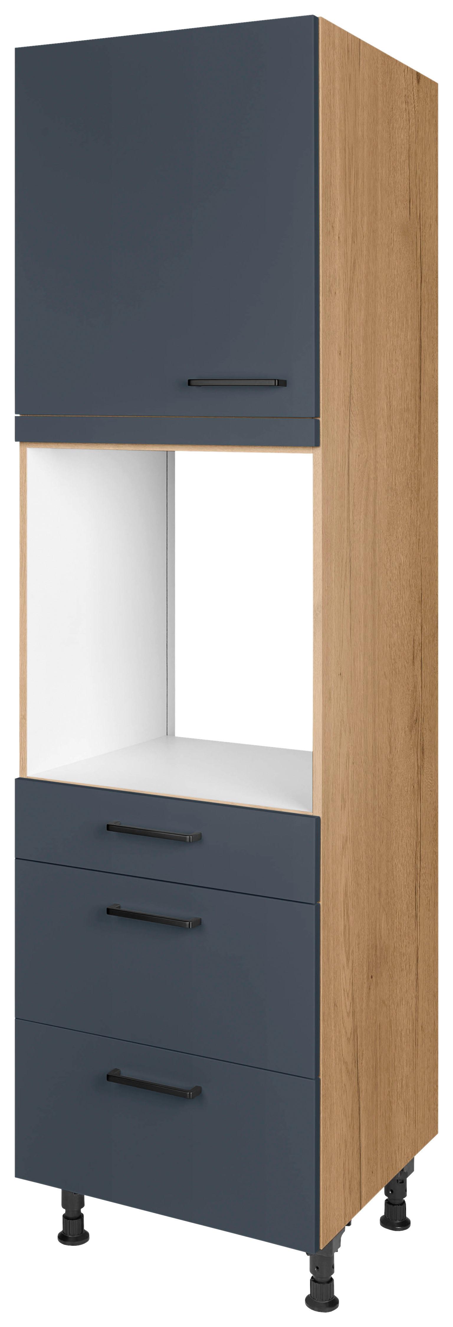 Geräteumbauschrank Easytouch Blau - Blau/Eichefarben, MODERN, Holzwerkstoff/Metall (60/216,6/58cm) - Nobilia
