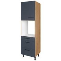 Geräteumbauschrank Easytouch Blau - Blau/Eichefarben, MODERN, Holzwerkstoff/Metall (60/216,6/58cm) - Nobilia