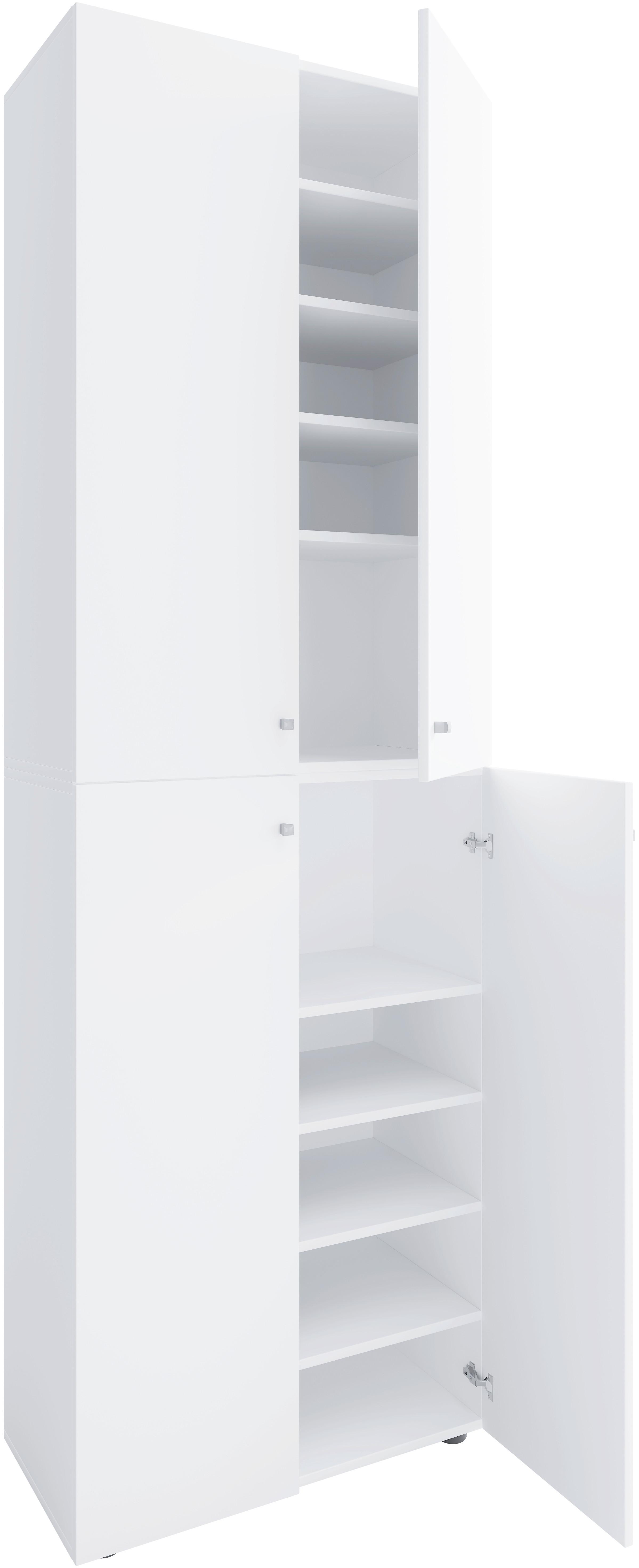 Schuhschrank LONA Weiß ca. 70x220x40cm - Silberfarben/Schwarz, Design, Holzwerkstoff/Kunststoff (70/220/40cm) - MID.YOU