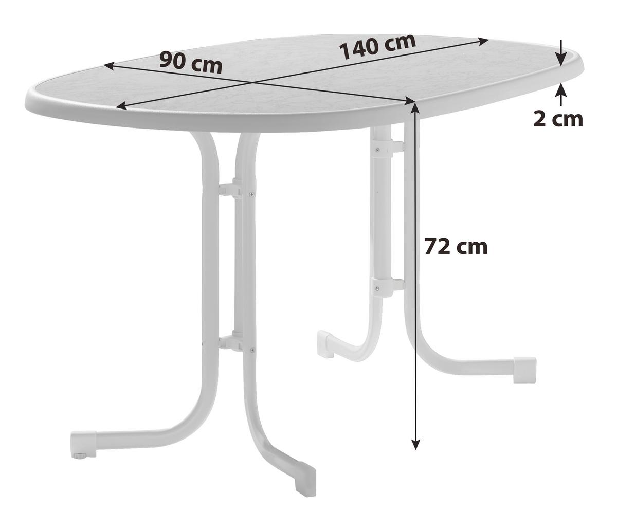 Gartentisch ca. 140x90 cm Weiß - Weiß, MODERN, Holzwerkstoff/Metall (140/90/72cm) - Sieger