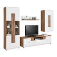 Wohnwand Weiß/Eichefarben - Klar/Chromfarben, MODERN, Glas/Holzwerkstoff (280/195/45cm) - MODERN LIVING