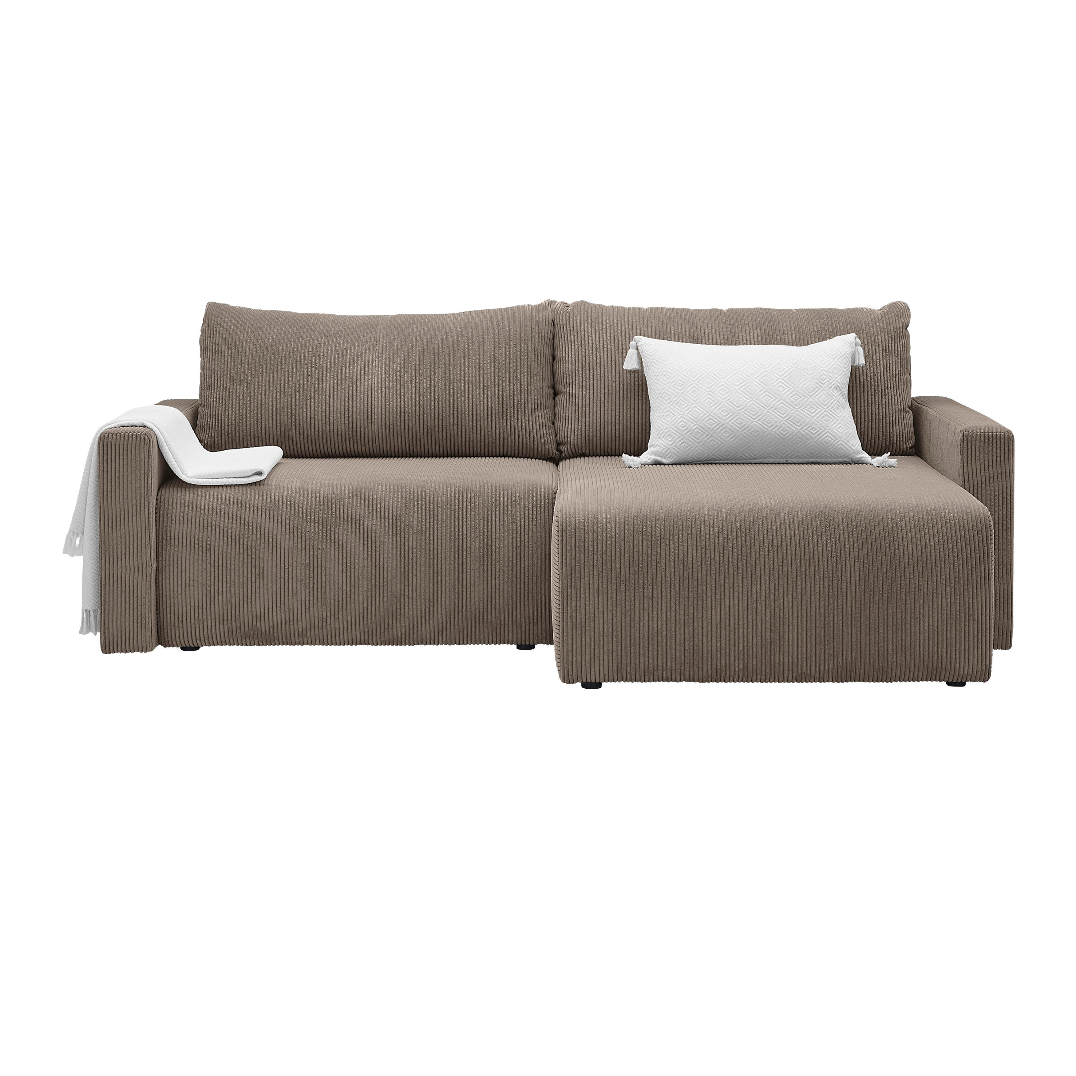 Ecksofa Dios Taupe - Taupe/Schwarz, MODERN, Holz/Kunststoff (228/91/146cm) - Based