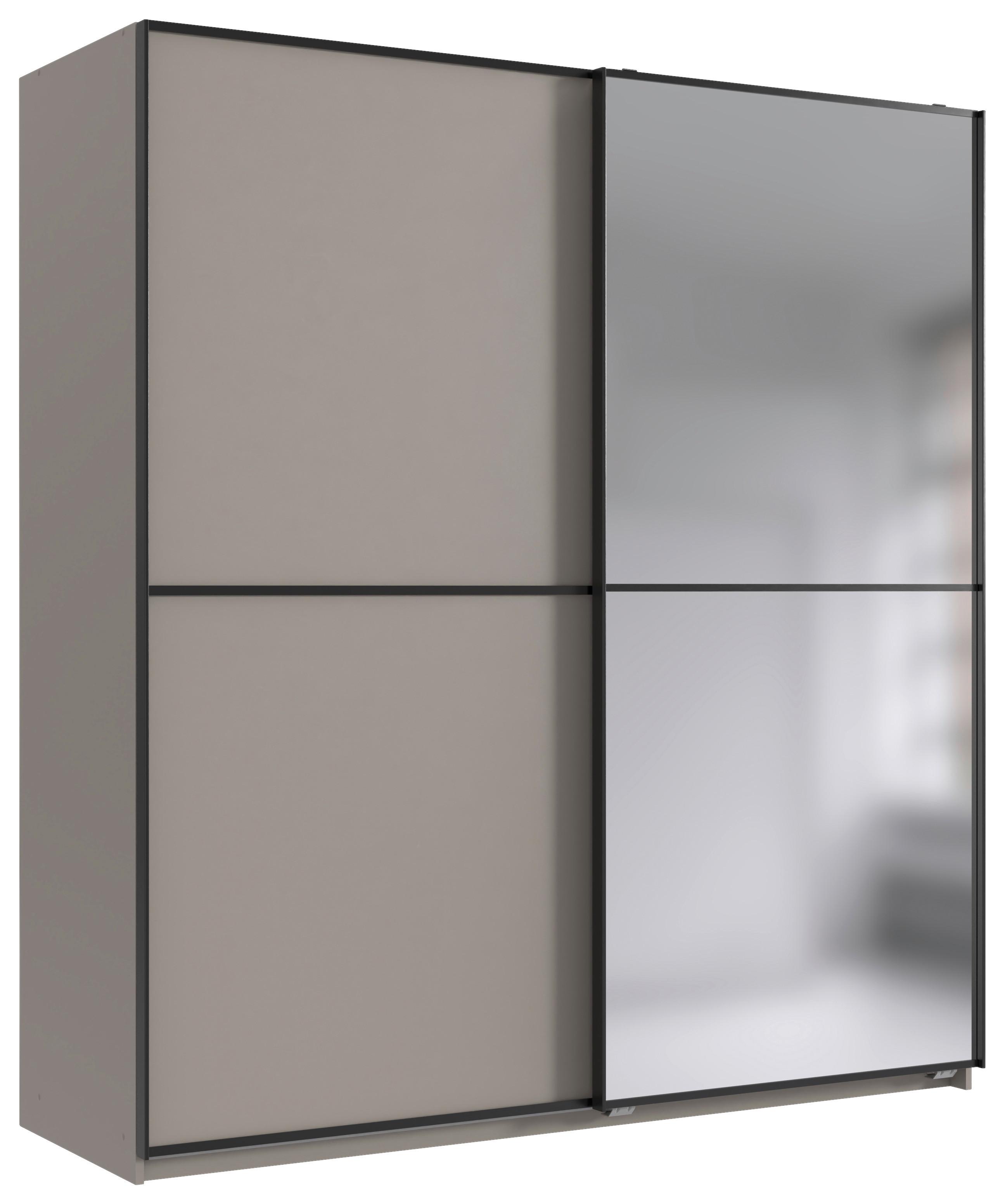 Schwebetürenschrank Ulm Beige/Greige - Greige/Beige, Glas/Holzwerkstoff (180/198/65cm) - Mömax