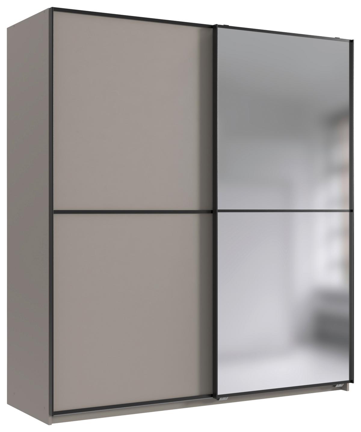 Schwebetürenschrank Ulm Beige/Greige - Greige/Beige, Glas/Holzwerkstoff (180/198/65cm) - Mömax
