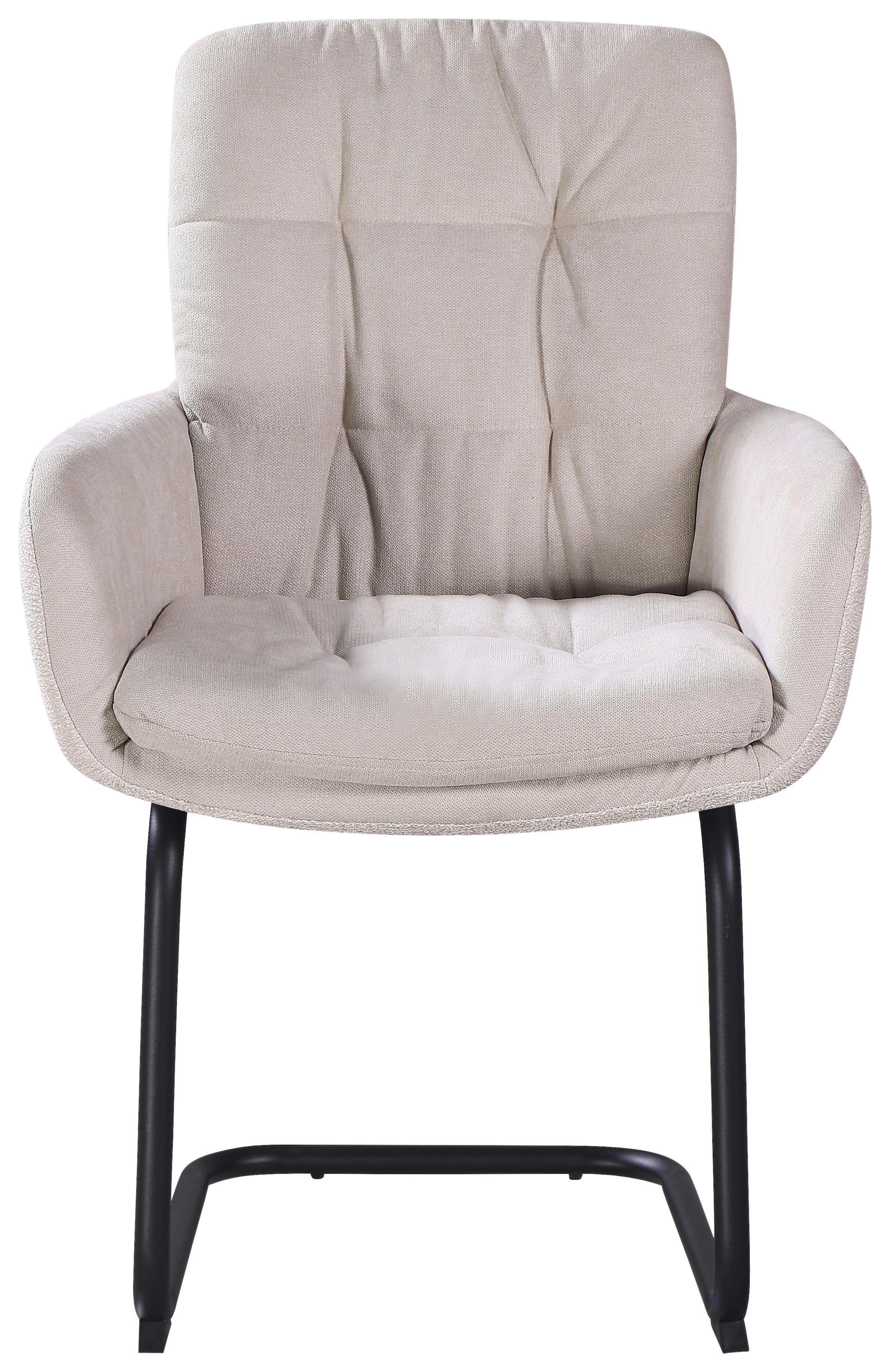 Armlehnstuhl Nova Beige/Schwarz - Beige/Schwarz, MODERN, Textil/Metall (61/91/65cm) - Premium Living