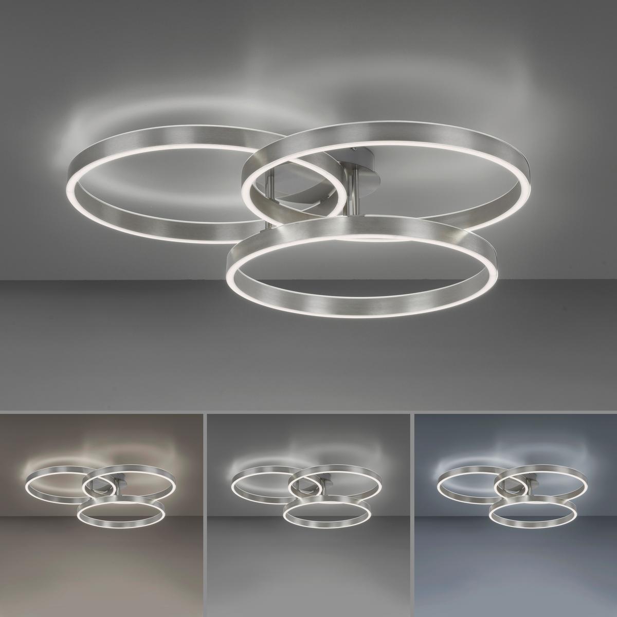 LAMPA SUFITOWA LED 6233-55 PAAN - kolor stalowy, Design, tworzywo sztuczne/metal (75/71,1/15,1cm) - Paul Neuhaus