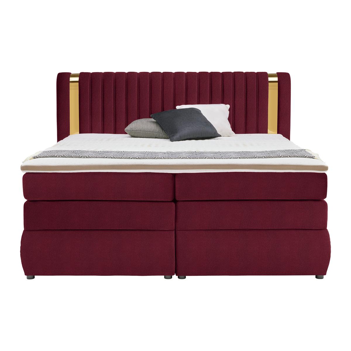 PAT BOXSPRING MINOLA GOLD EXKLUZIV - roșu burgund, Konventionell, textil (160/200cm) - Premium Living