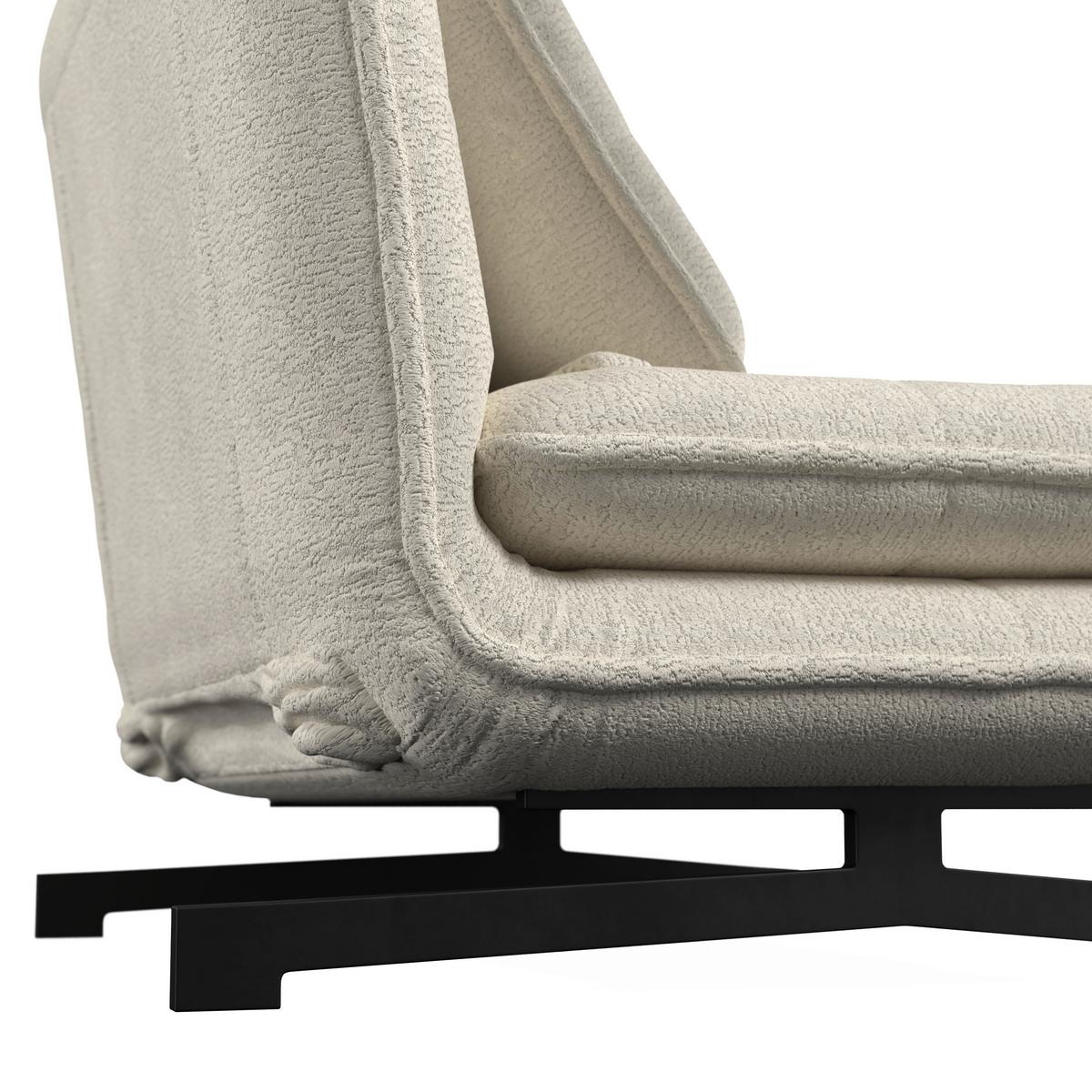 Schlafsessel Luna Bouclé Weiß - Schwarz/Weiß, MODERN, Textil/Metall (92/40/66cm) - Bessagi Home