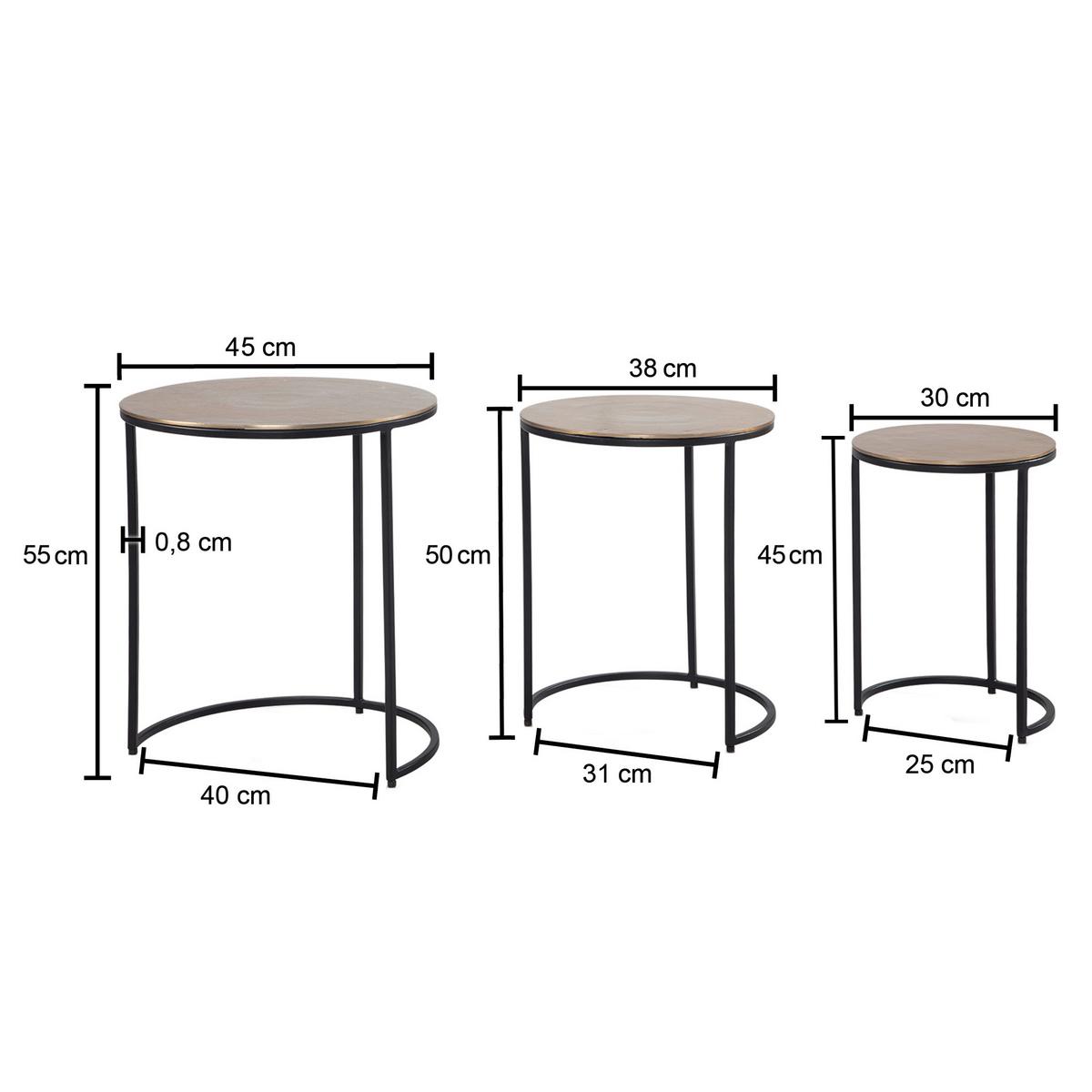 SATZTISCH WL6.761 - Goldfarben/Schwarz, Design, Metall - MID.YOU