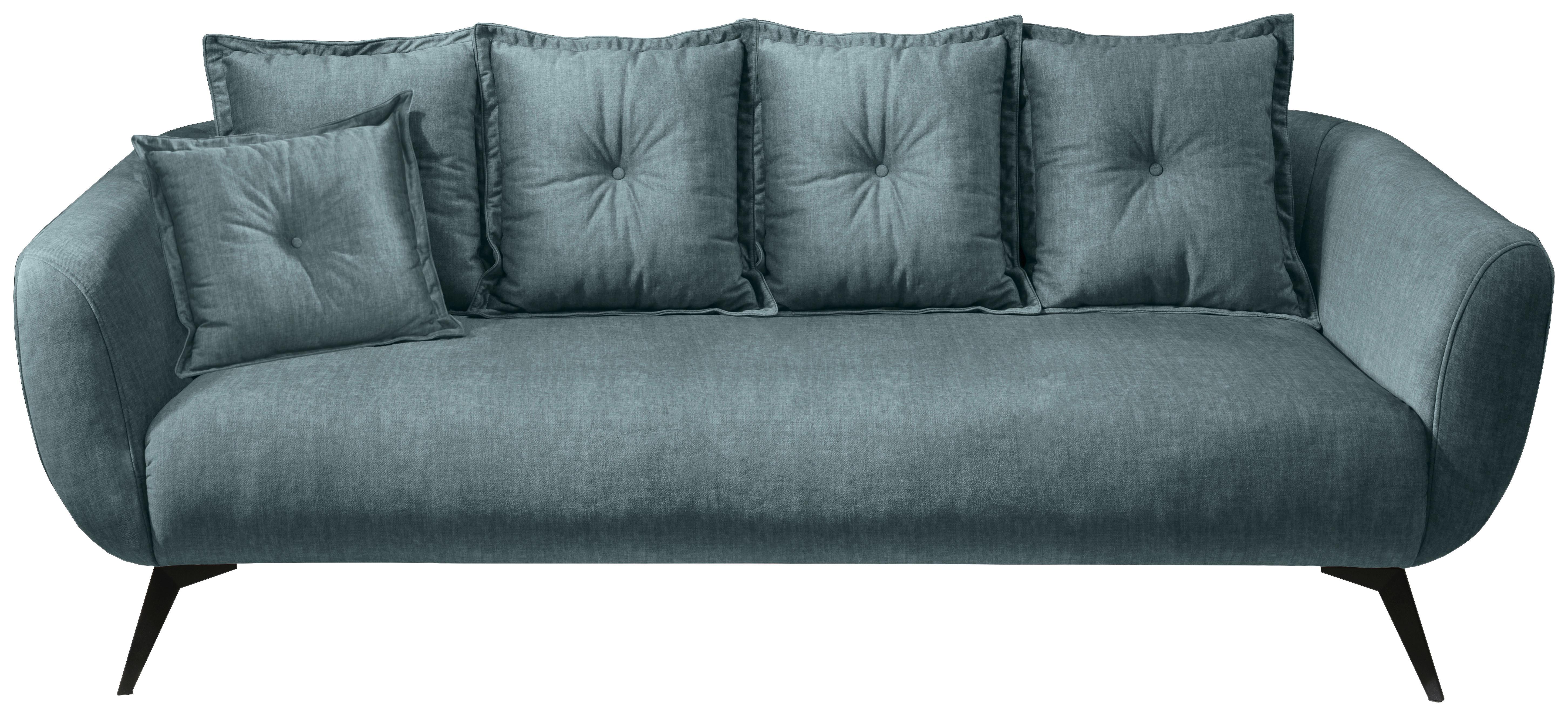3-Sitzer-Sofa Baggio Blau Velours - Blau/Schwarz, MODERN, Holz/Textil (236/94/103cm) - Livetastic