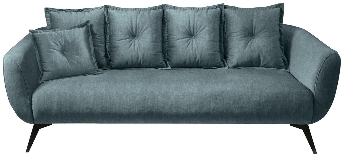 3-Sitzer-Sofa Baggio Blau Velours - Blau/Schwarz, MODERN, Holz/Textil (236/94/103cm) - Livetastic