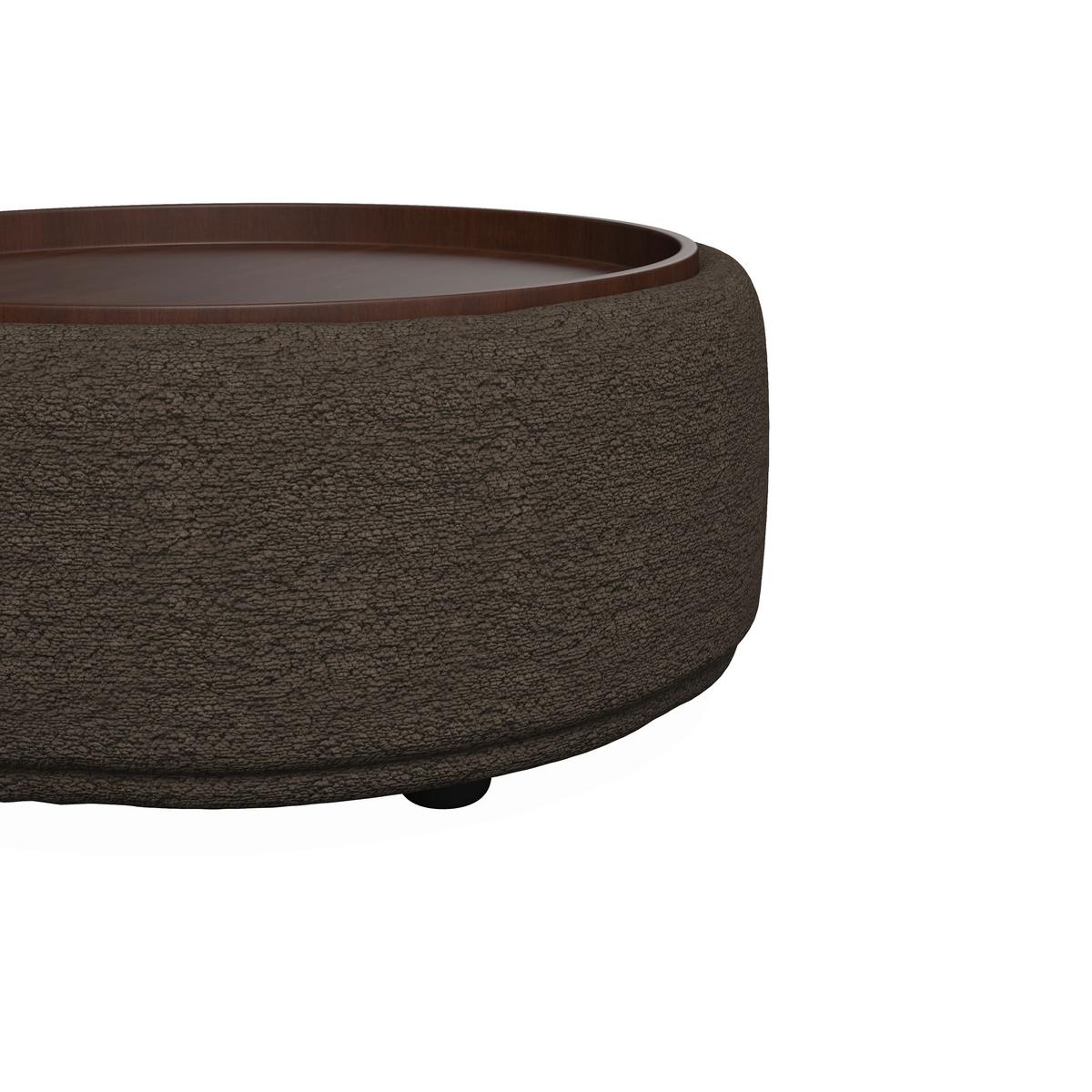 Couchtisch Kira Chenille Braun / Walnuss - Schwarz/Braun, MODERN, Holz/Textil (86/86/43cm) - Bessagi Home