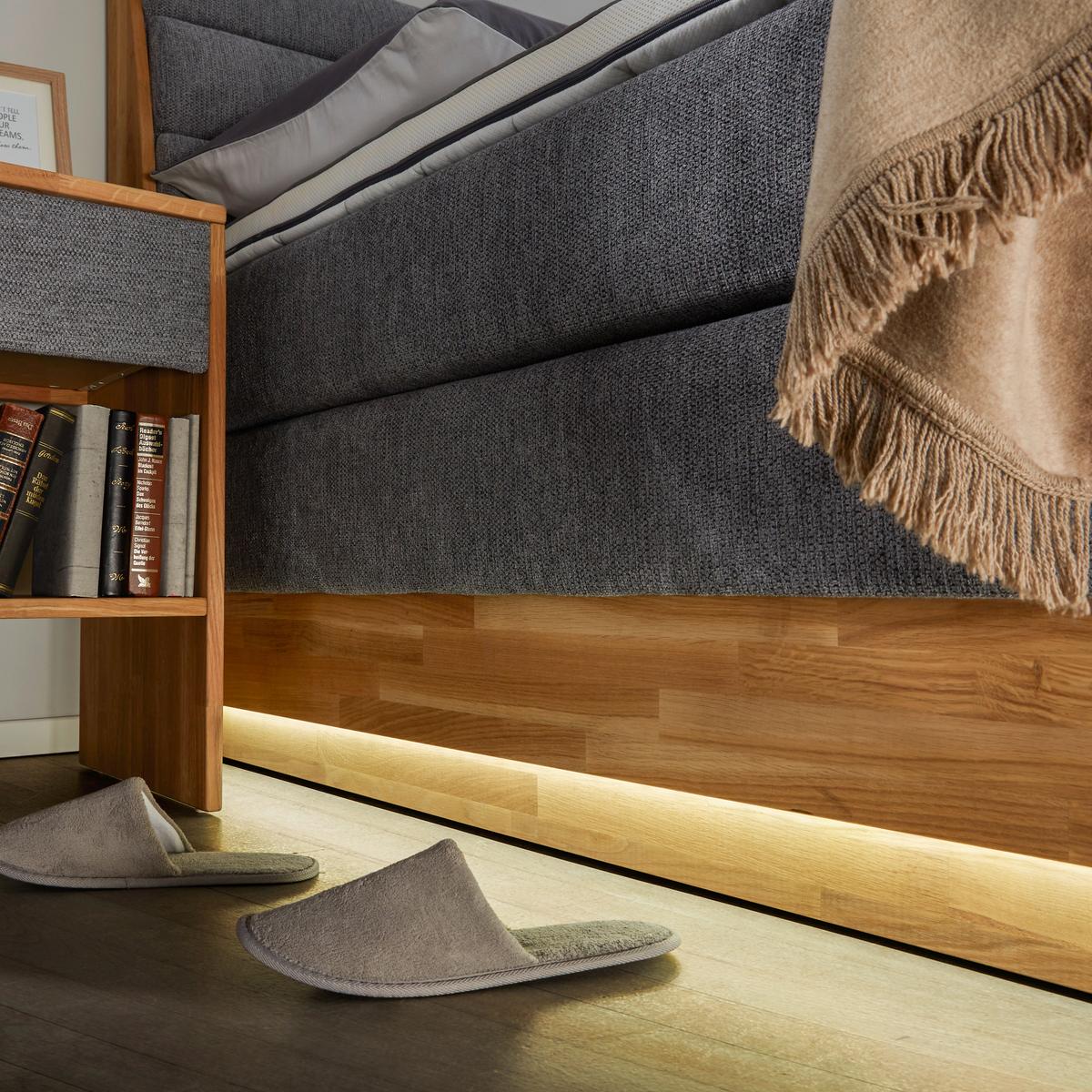 Nachttisch aus Eiche - Grau, Konventionell, Holz/Kunststoff (60/65,5/42cm) - Premium Living