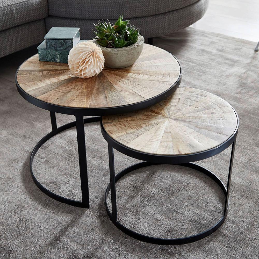 Couchtisch ''Wohnling'', Hellbraun, 2-teilig - Hellbraun/Schwarz, MODERN, Holz/Metall (60/60/40cm) - MID.YOU