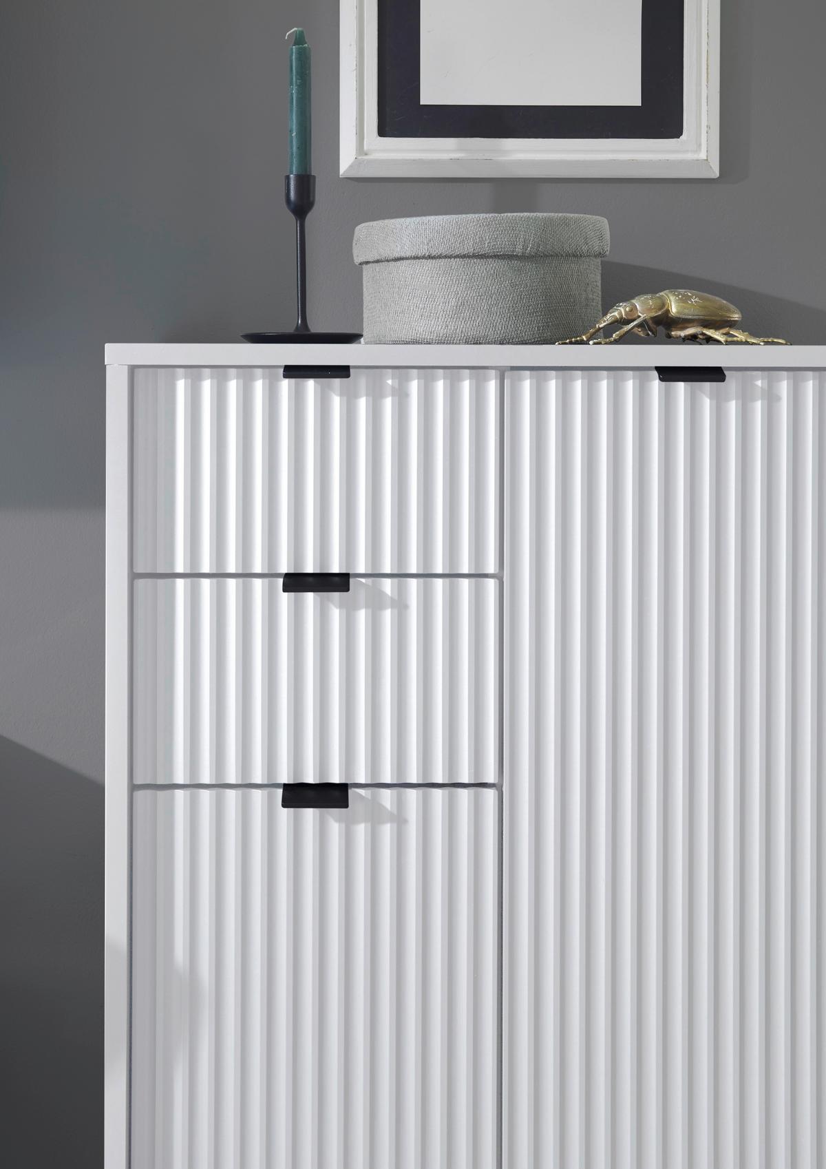 KOMODA WYSOKA LUCERA - antracytowy/biały, Modern, materiał drewnopochodny/tworzywo sztuczne (60/106/32cm) - MID.YOU