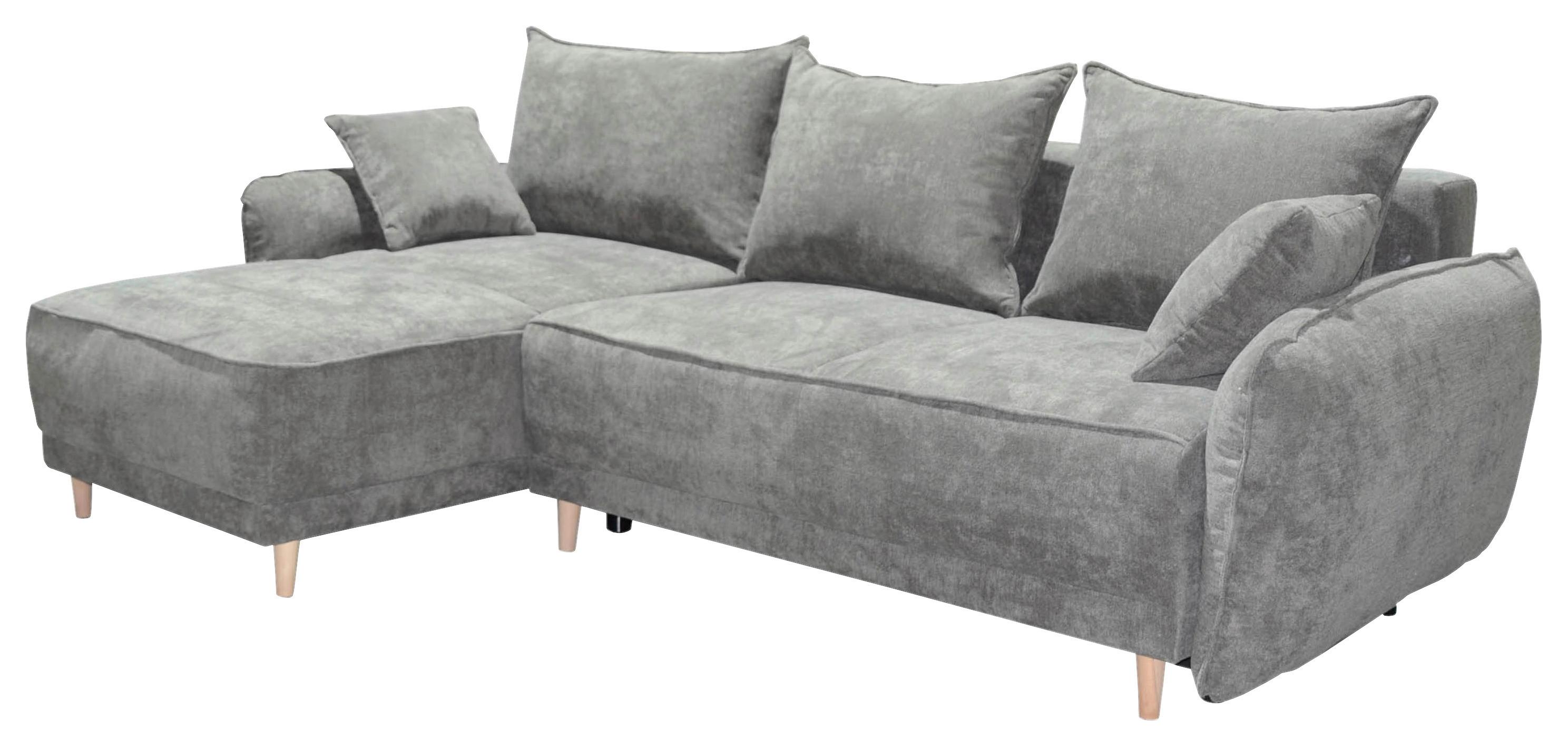Funkcijska Sedežna Garnitura Rea, Z Ležiščem - siva/barve bukve, Trendi, tekstil/les (245/155cm) - Mömax