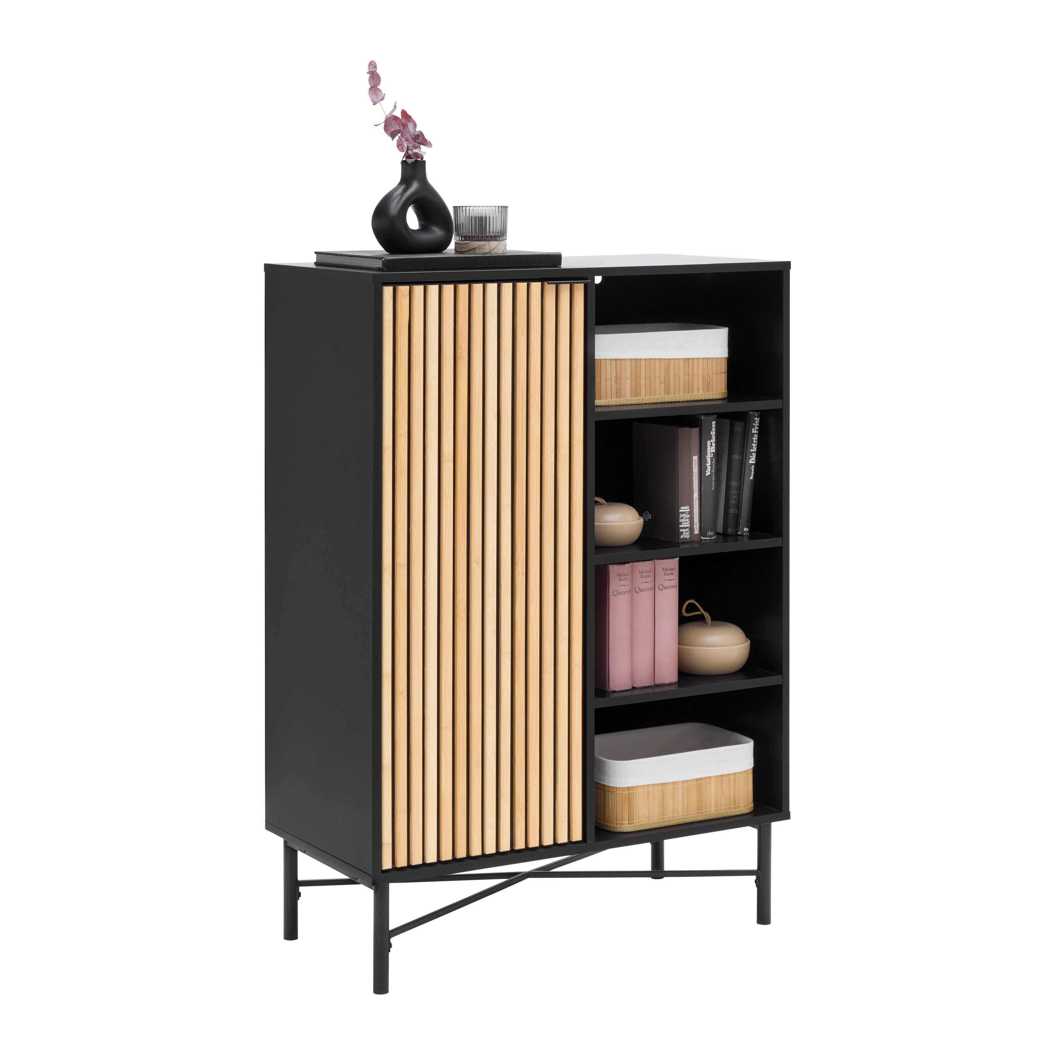Kommode Madrid Natur/Schwarz Echtholz - Schwarz/Naturfarben, MODERN, Holz/Holzwerkstoff (80/114/40cm) - Mömax