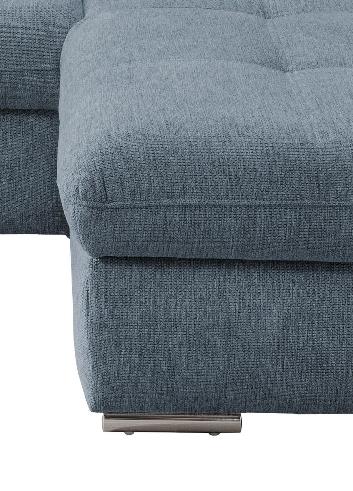 Wohnlandschaft Dalida Hellblau Chenille - Chromfarben/Hellblau, Design, Textil/Metall (300/196cm) - Livetastic