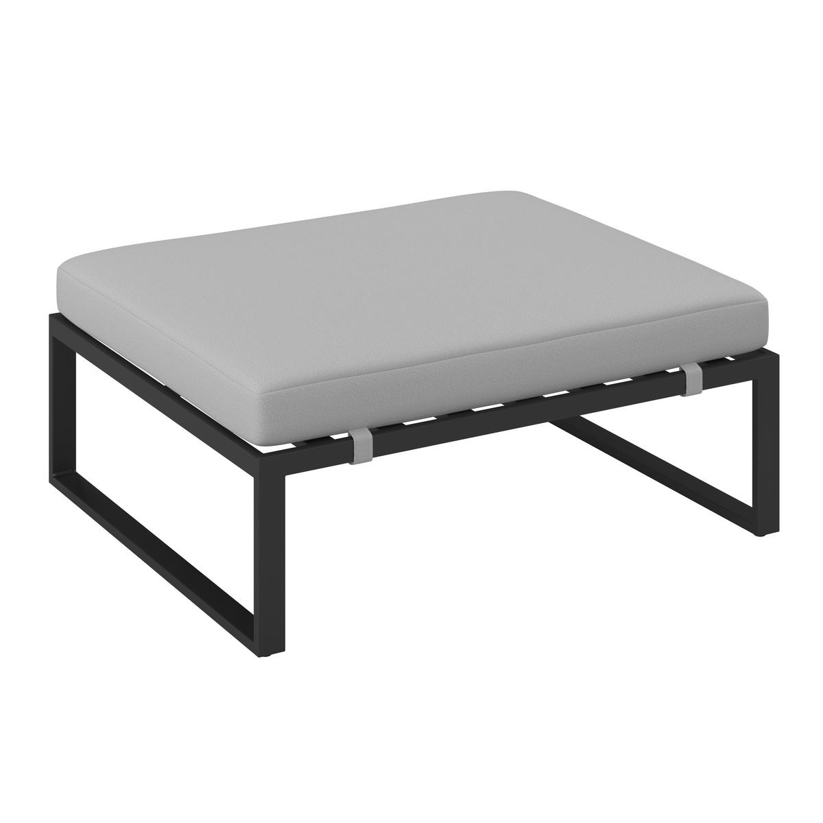 Loungegarnitur Valentina Hellgrau Metall/Textil/Glas - Hellgrau/Schwarz, Modern, Glas/Textil (90/65/74cm) - Bessagi Garden