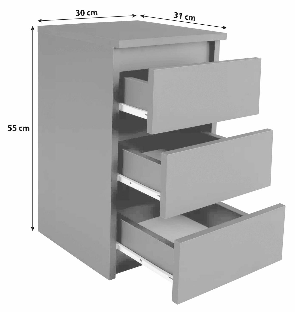 Nočna Omarica Ella, Antracit - antracit, Konvencionalno, leseni material (30/55/31cm)