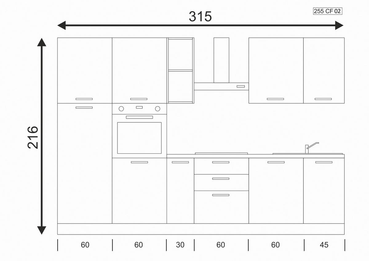 Küchenblock Dafne 315 m. Gerät Weiß - Eichefarben/Magnolie, LIFESTYLE, Holzwerkstoff/Kunststoff (315cm) - MID.YOU