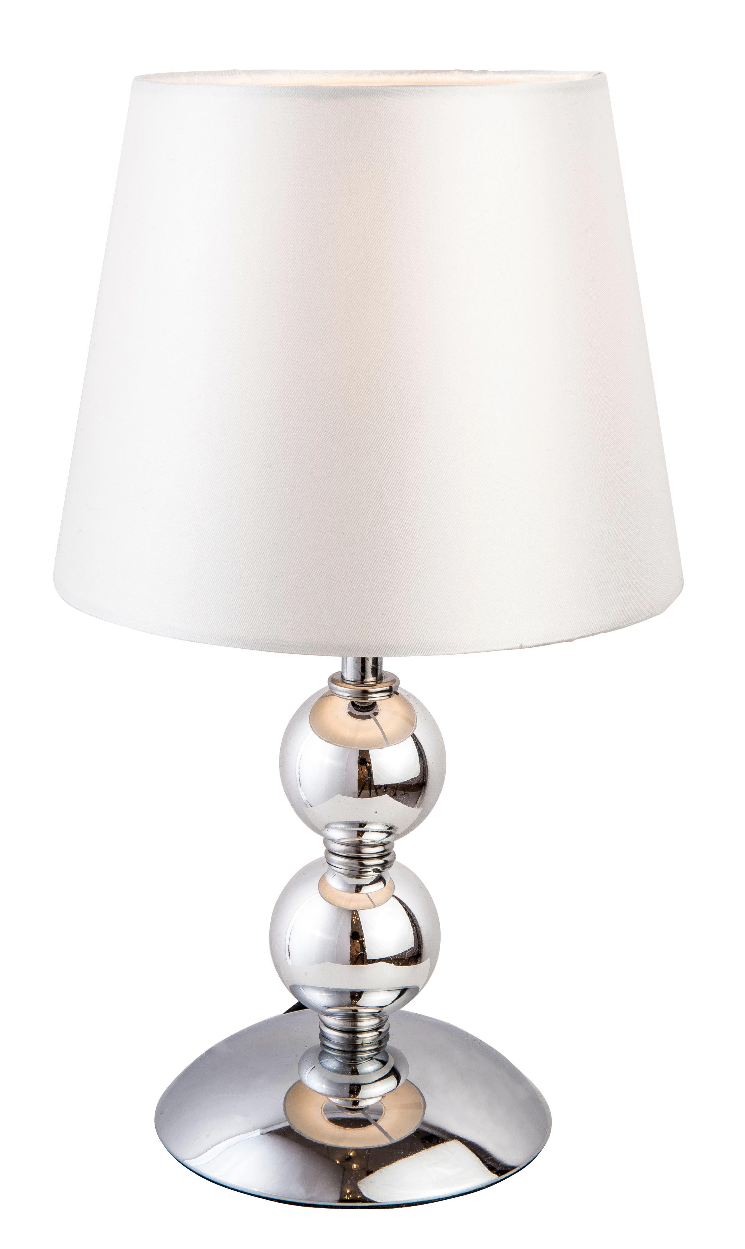 TISCHLEUCHTE max. 40 Watt 'Bea' - Chromfarben/Weiß, Design, Textil/Metall (18/31cm)