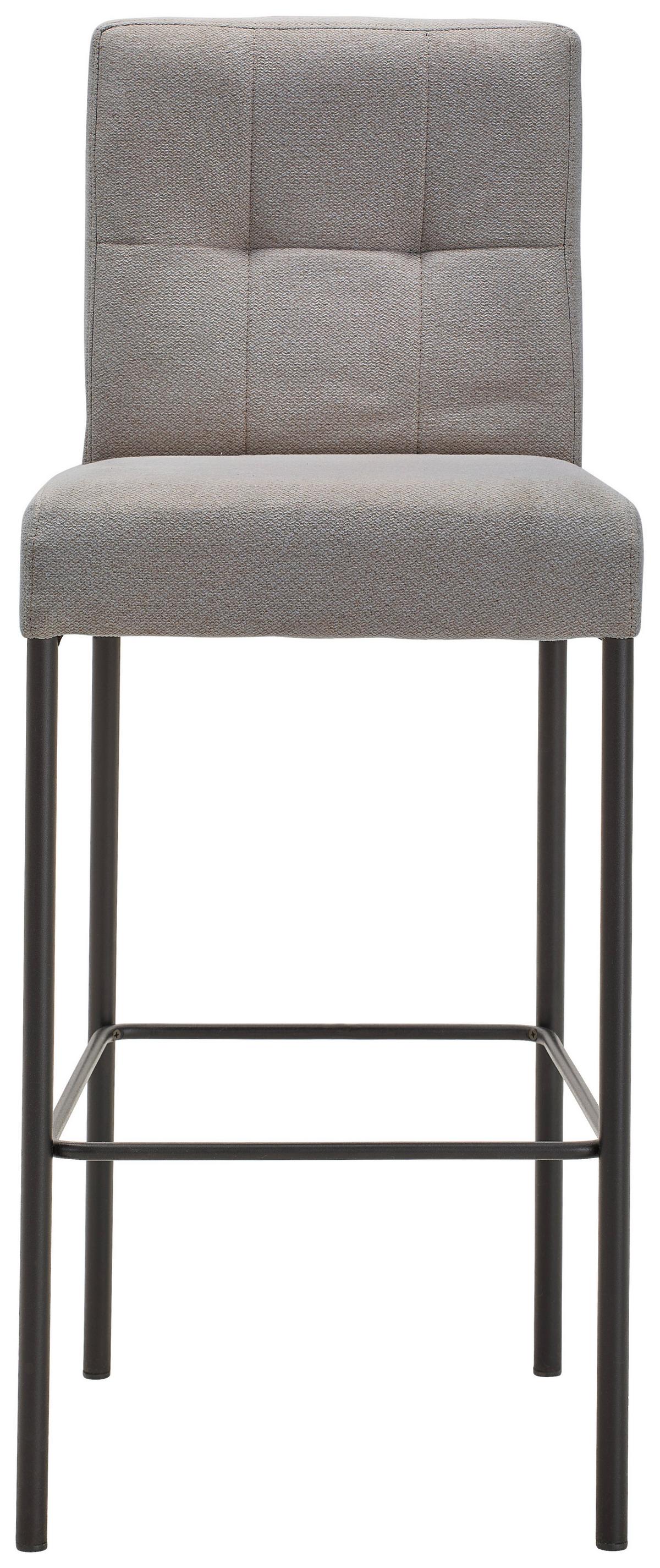 STOŁEK BAROWY NANDIA - jasnoszary/czarny, Design, metal/tkanina (42/102/50cm) - home24
