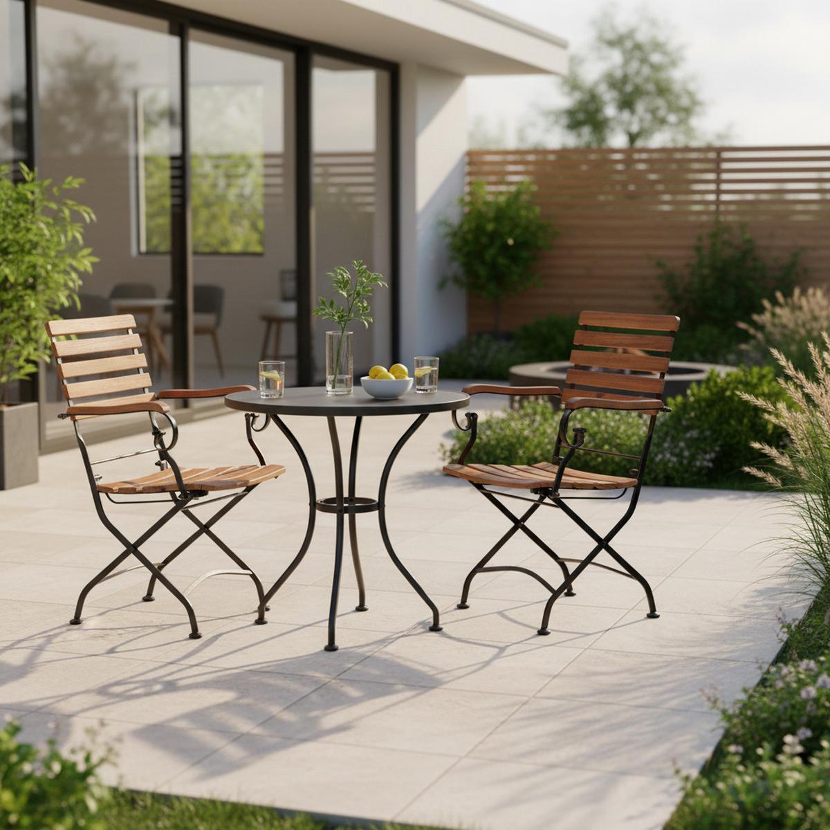 Gartensessel-Set Lindau 2er-Set Akazie Echtholz/Metall - Anthrazit/Akaziefarben, Basics, Holz/Metall (55/89/58cm) - Gardenson